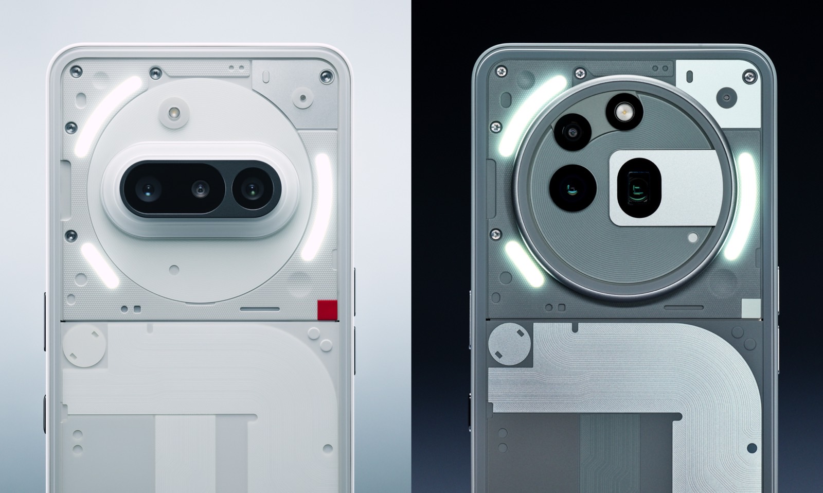 Nothing Phone 3a (left) vs. 3a Pro (right): Camera design.