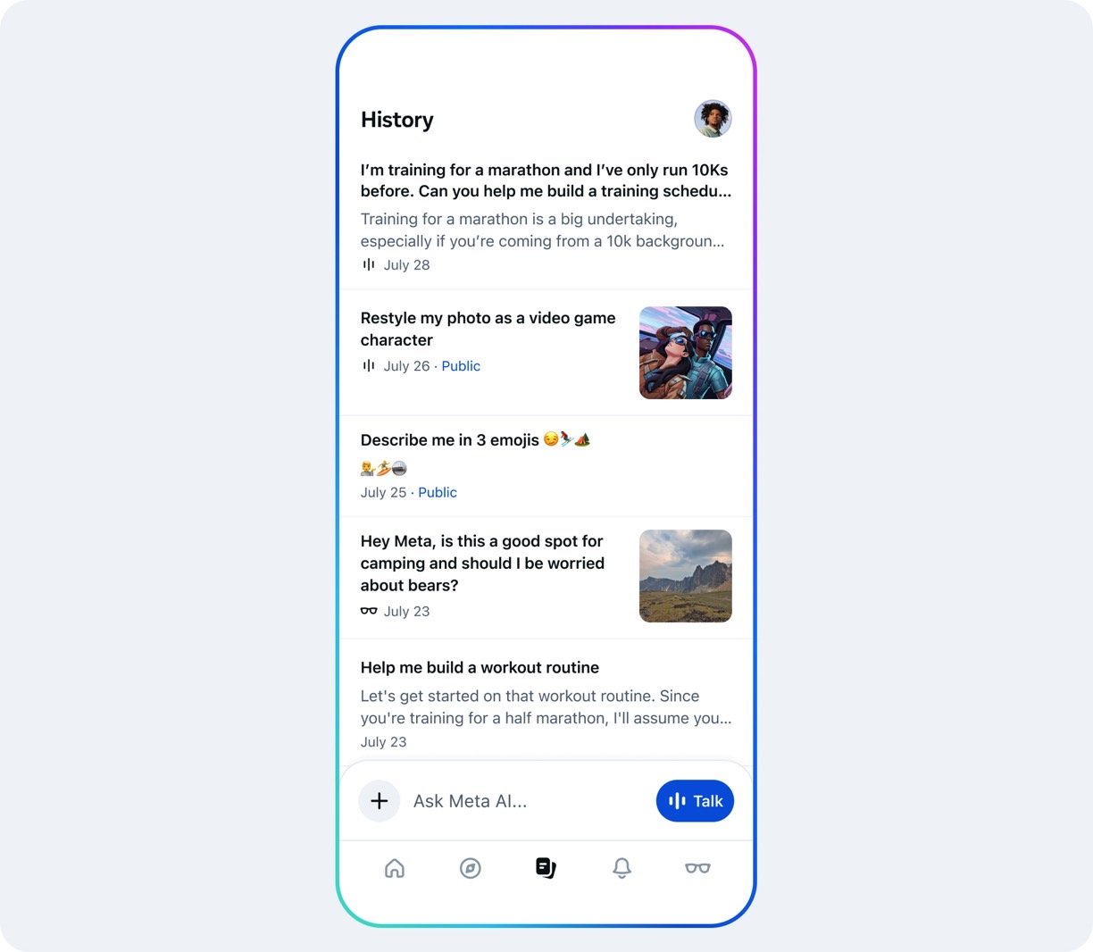 Meta AI app: The Discover feature.