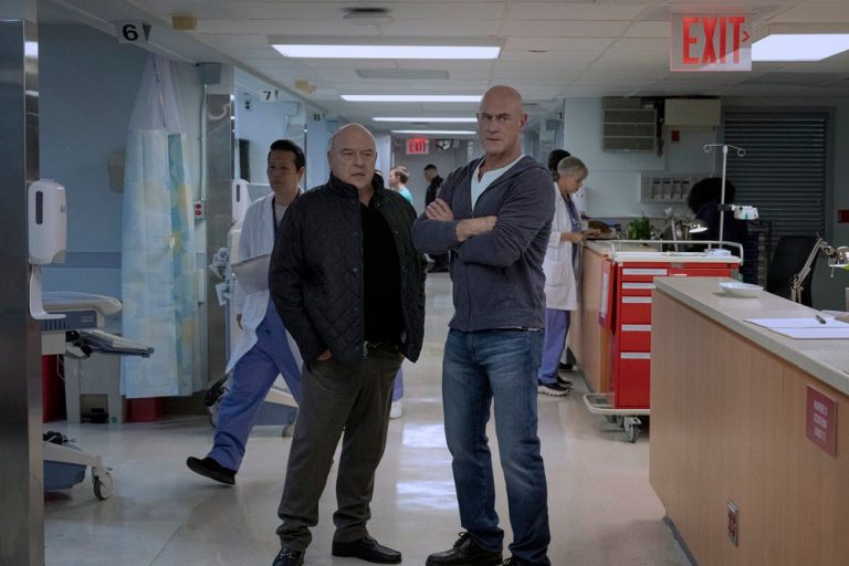 Dean Norris as Randall Stabler, Chris Meloni as Det. Elliot Stabler in Law & Order: Organized Crime.