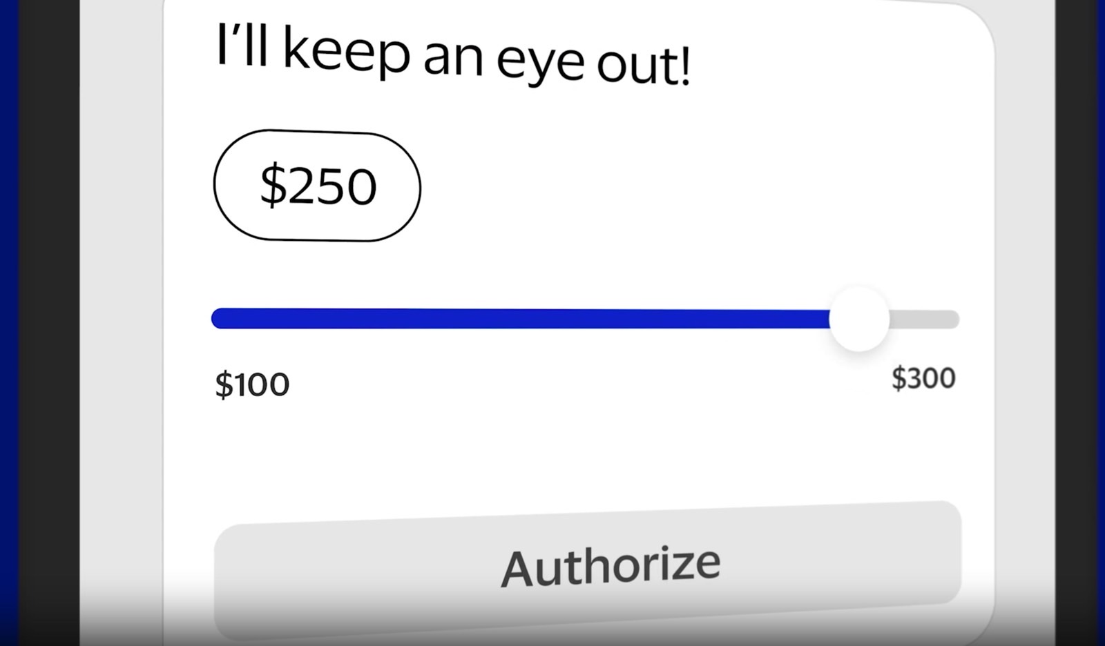 An example of telling the AI agent to keep searching for a product and setting a budget.