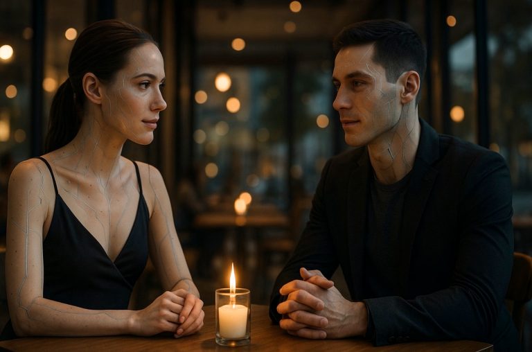 Two AI models on a date, as imagined by ChatGPT.