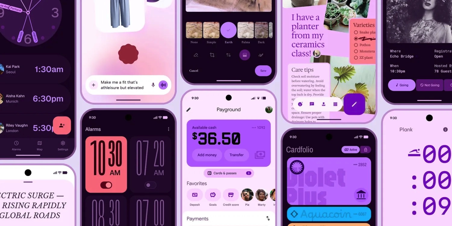 Material 3  Expressive  UI in various apps.