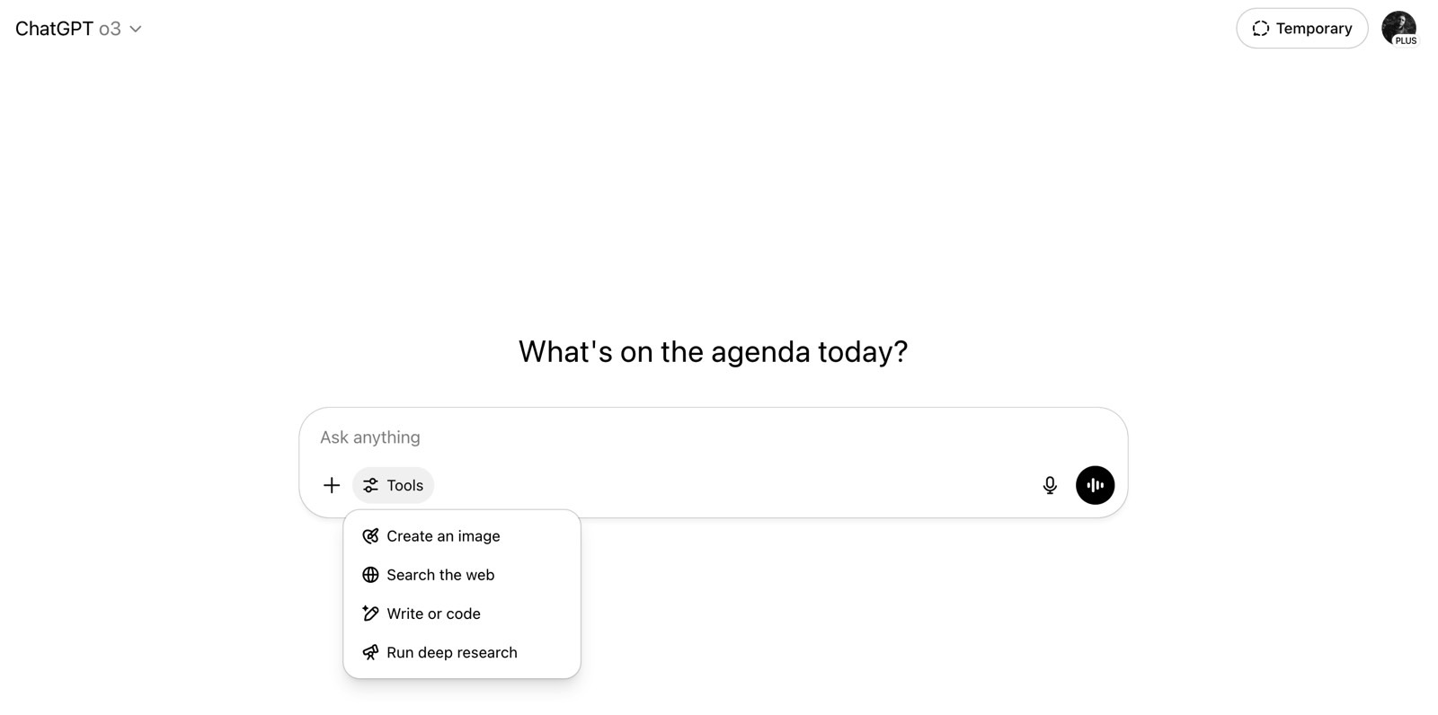 The new Tools menu.