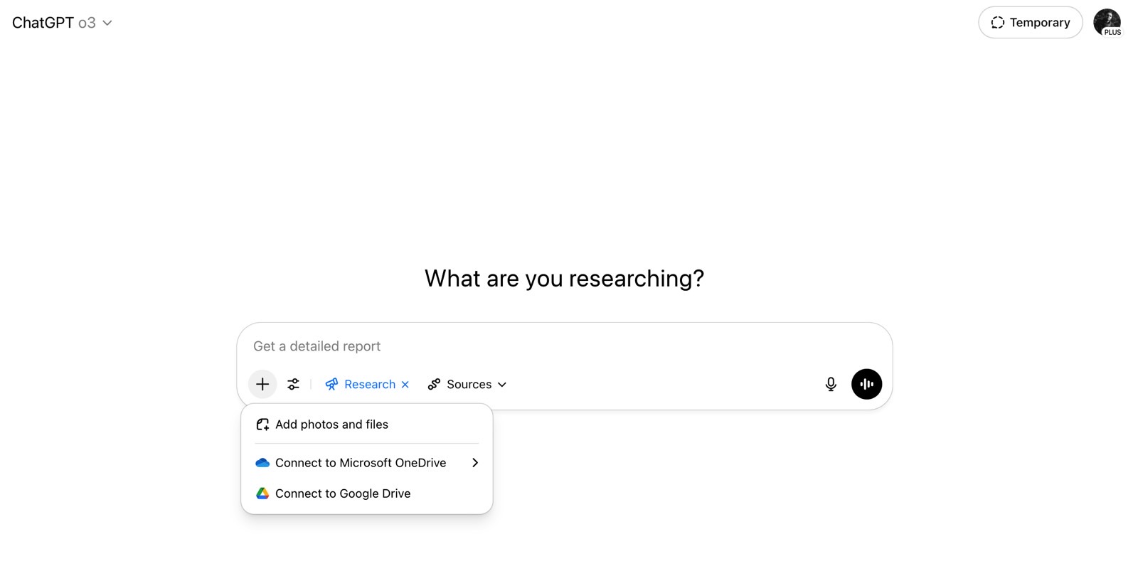 The "+" button in the ChatGPT web app.