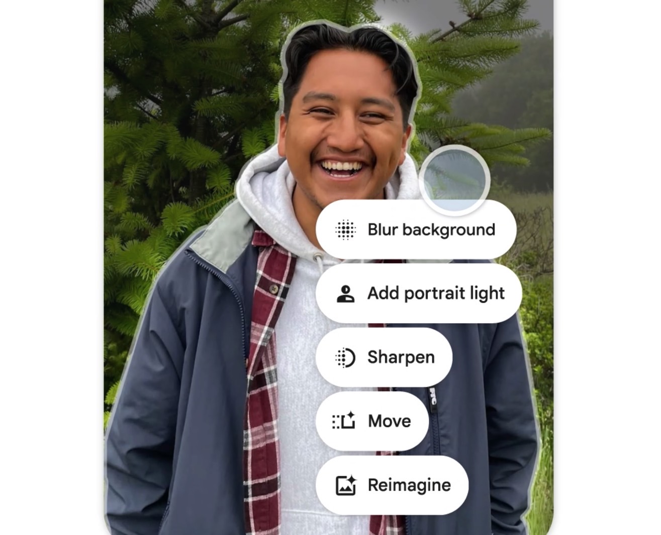 O novo editor usará a IA para oferecer sugestões para uma região fotográfica específica.