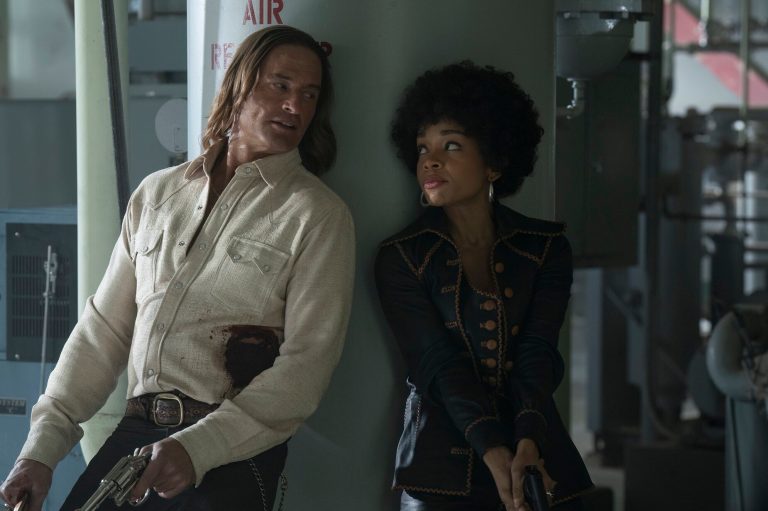 Josh Holloway and Rachel Hilson in Duster