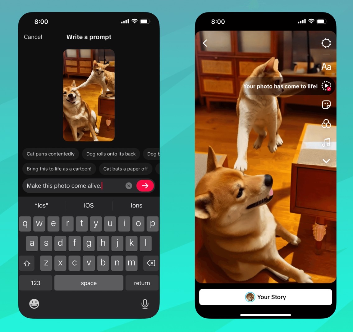TikTok AI Alive lets you enter a text prompt for turning photos into videos.