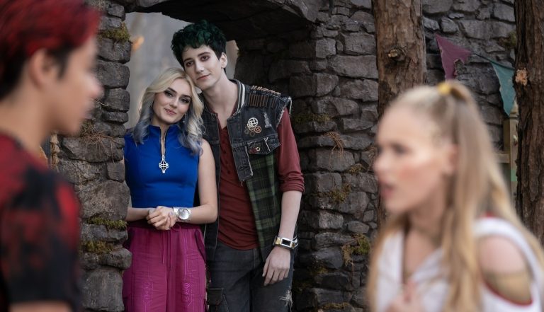 Meg Donnelly and Milo Manheim in Zombies 4: Dawn of the Vampires.