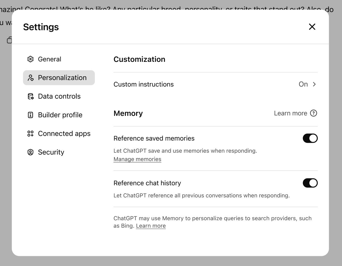 You'll find all memory features under the same Settings menu.
