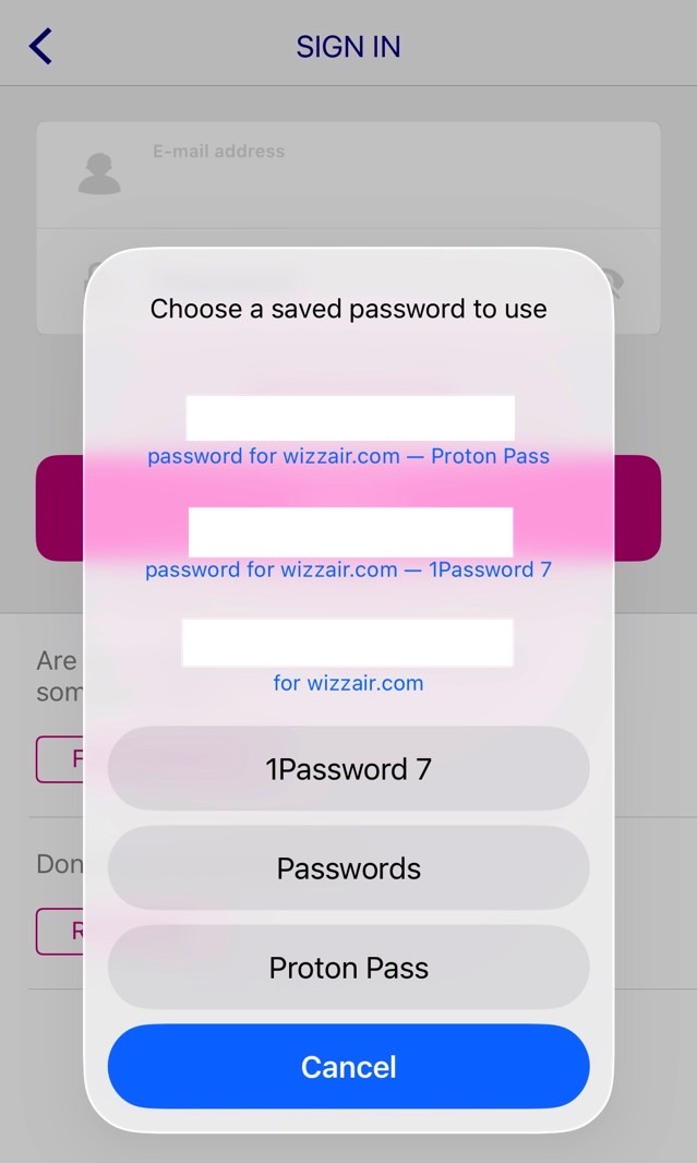 You can choose saved passwords from any password manager app enabled on the iPhone.