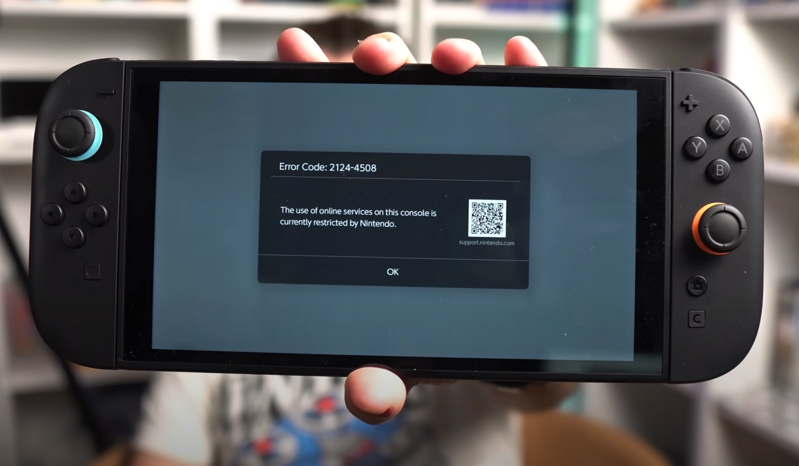 Código de error 2124-4508 en Nintendo Switch 2.