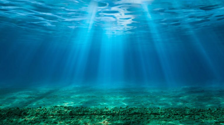 ocean with sunlight filtering through the water