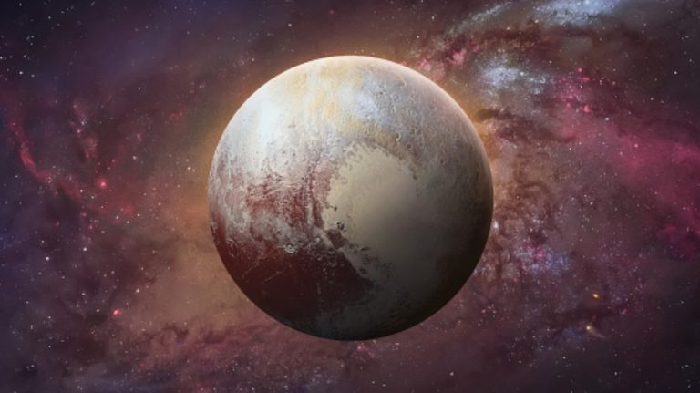 pluto hanging in space