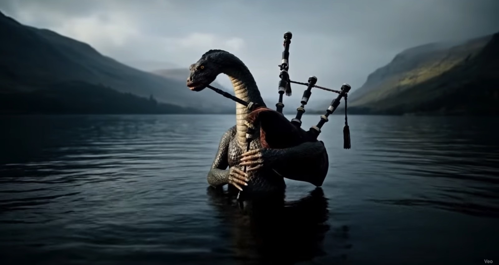 Captura de pantalla de un video Veo 3 de Google con una captura de pantalla en la esquina inferior derecha.