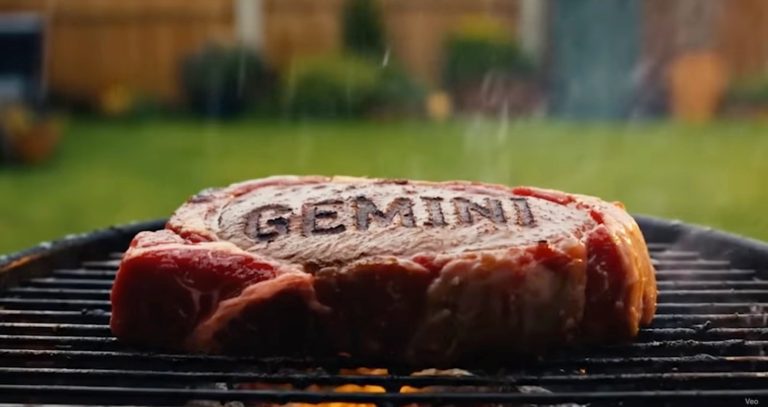 Screenshot from a Veo 3 video from Google with a screenshot in the bottom right corner.