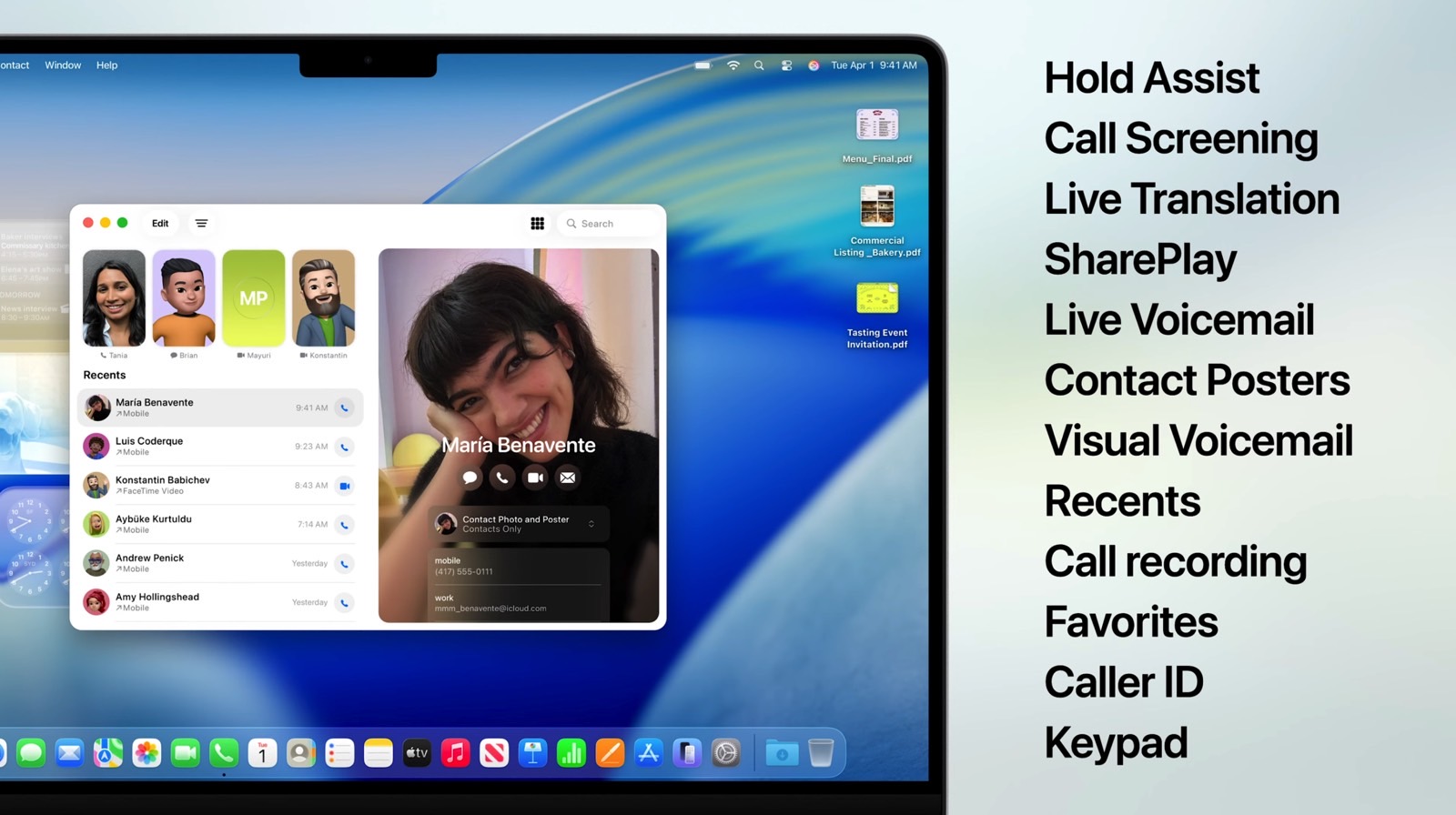 The Phone app in macOS 26.