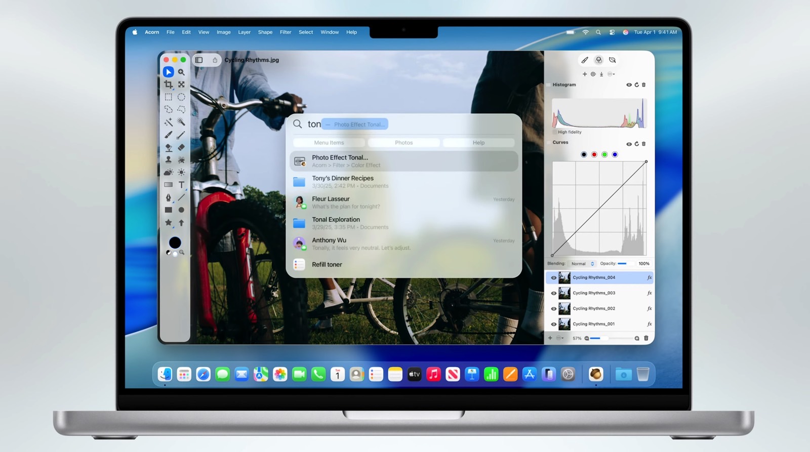 Spotlight can show you Menu Bar commands for the app you're using.