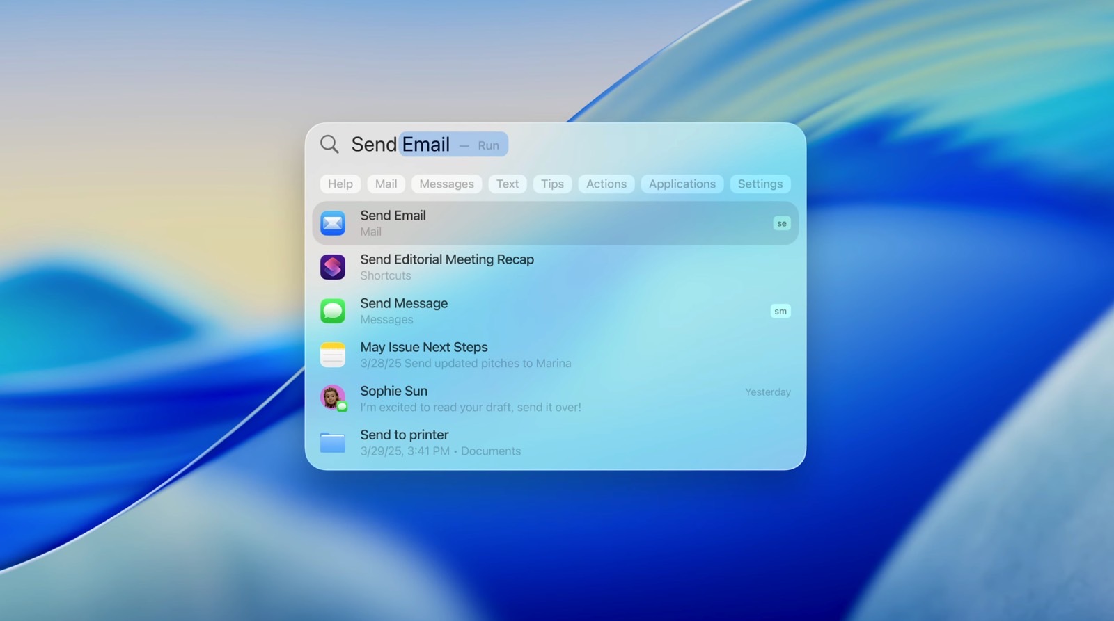 Spotilight will let you send emails from the search bar in macOS 26.