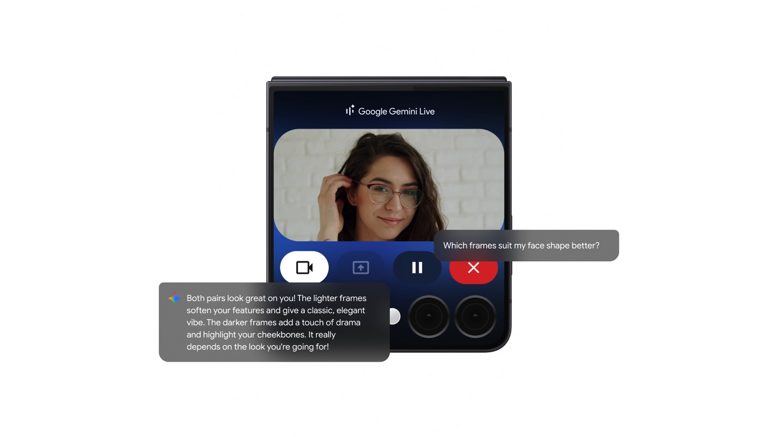 Talking to Gemini Live on the Galaxy Z Flip 7's cover screen.