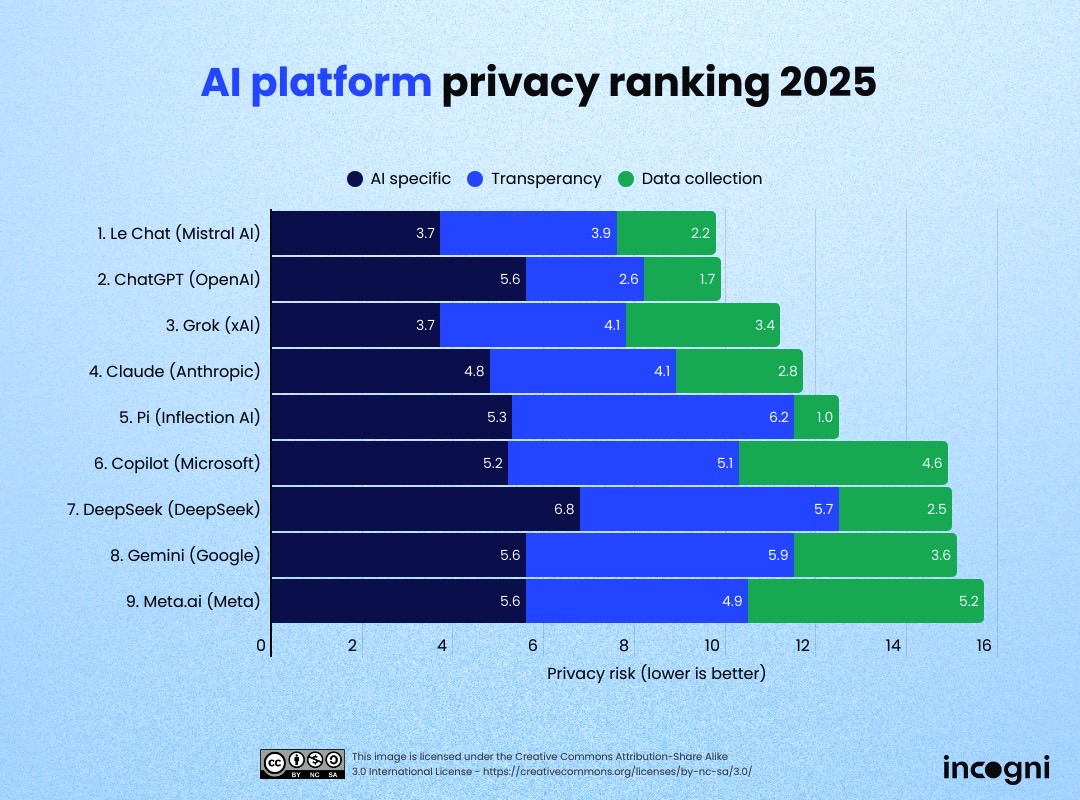AI study: Overall privacy rankings.